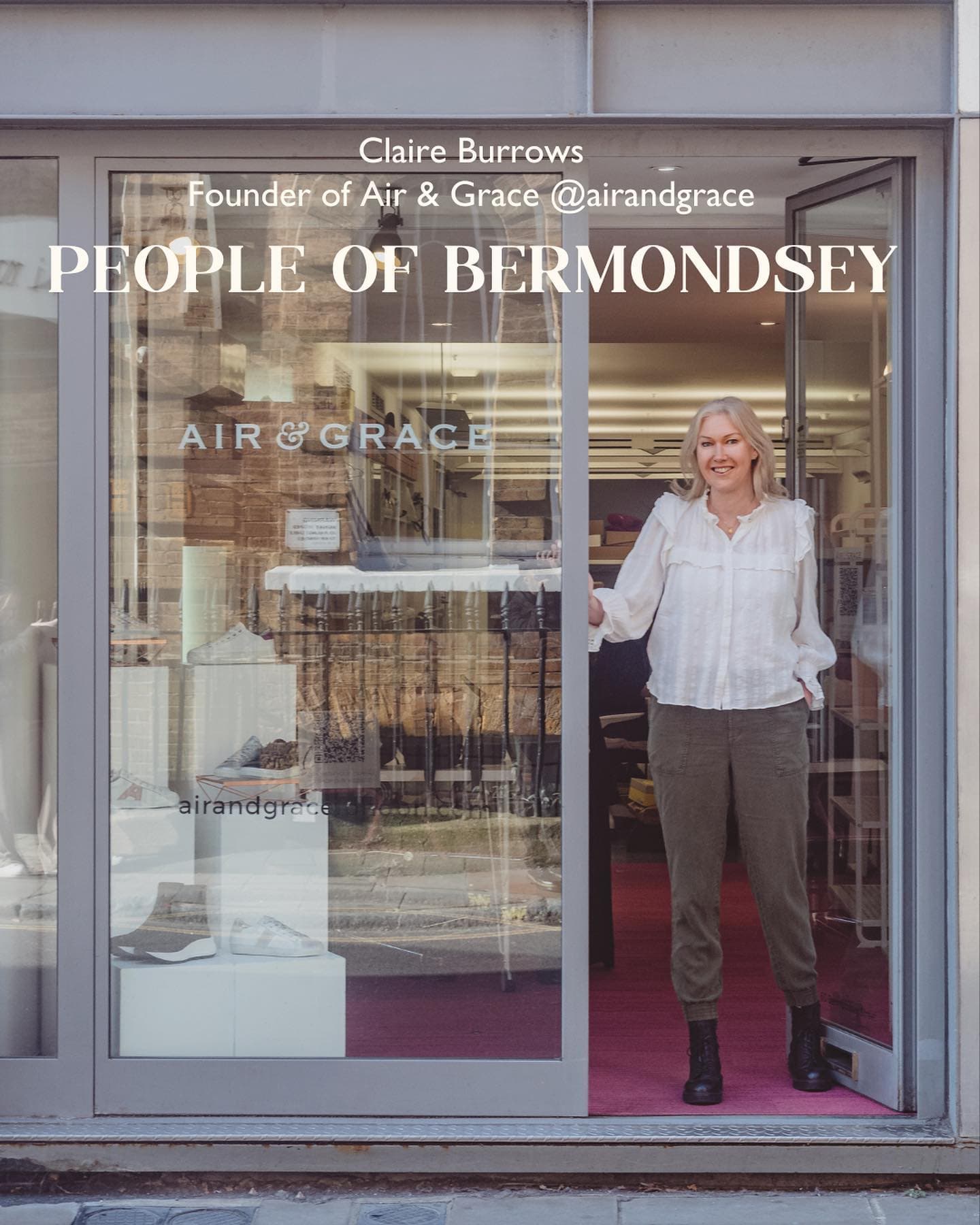 Claire Burrows, founder of Air & Grace, on Bermondsey Street.